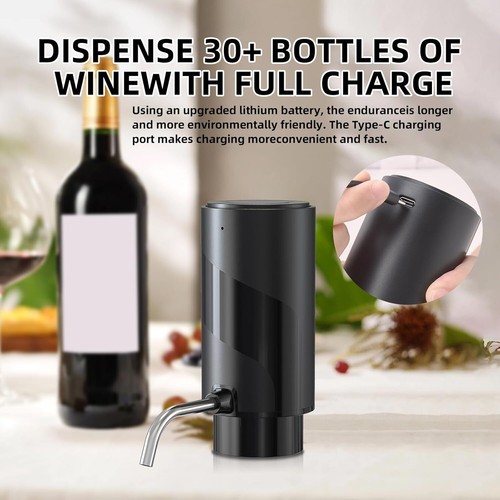 Electric Wine Decanter Automatic Aerator One Touch Wine Dispenser Rechargeable - Picture 4 of 9