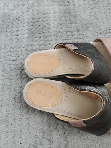 ECCO Yuma Slide Sandals Womens Size 38 EU 7.5 US Pink Brown Leather Slip On - Picture 7 of 12