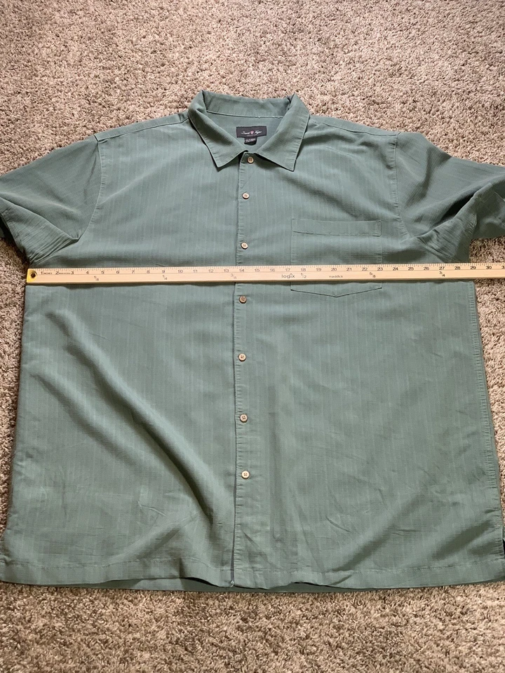 Camisa David Taylor 2XLT Verde Para Hombre Informal Botones Rayón Campamento Manga Corta Foto 2 de 4