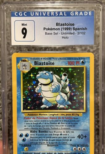 Pokemon SPAGNOLO 1999 Blastoise ๐ฆ Set Base Holo 2/102 CGC 9 Mint Pop 2 - Foto 2 di 3