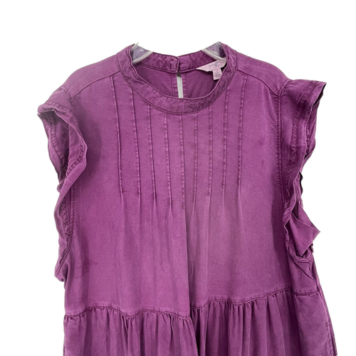 Terra & Sky Purple Dress Sleeveless Size OX 14W Tiered Pockets Lyocell - Picture 3 of 13