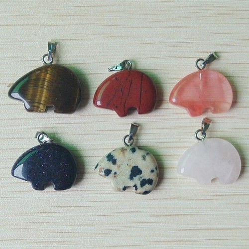 12pcs Mixed Natural Stone Hedgehog Pendants Bead for Good Quality Jewelry Making - Picture 3 of 3