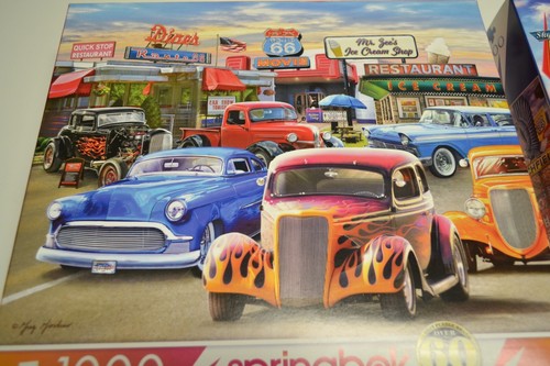Lot of 3 Beautiful Springbok Puzzles, CASSIC CAR SHOW, ROUTE 66, DREAM GARAGE - Picture 7 of 16