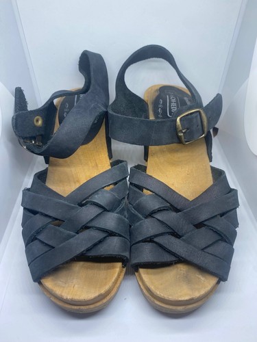 Swedish leather wooden clogs Moheda, Made in Sweden, size 36, heel 6.7cm - Picture 2 of 7