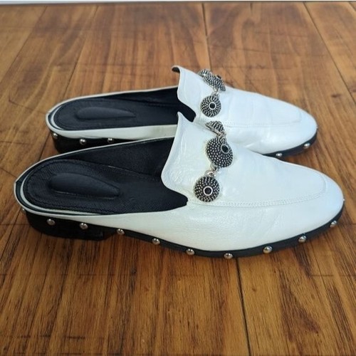 The Kooples weiße Leder-Nieten-Maultier-Flats - Größe 37 - Bild 2 von 5
