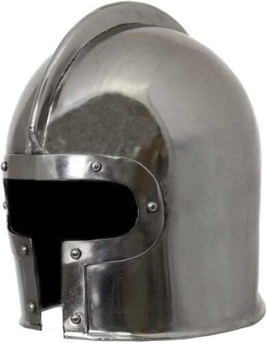 15th Century Italian Barbuta Battle Amor Helmet, Silver - Picture 7 of 13