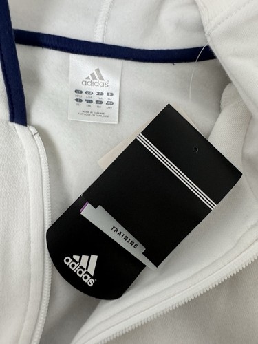 Vintage adidas Youth Girl Fleece hoodie jacket white blue zip up size L (14) - Picture 8 of 11