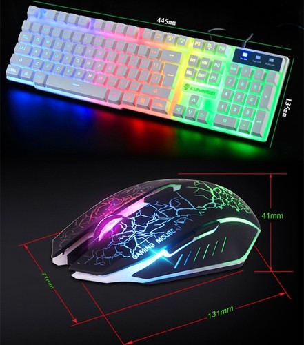 Juego de teclado y mouse del Reino Unido para PS4 PS3 Xbox One T6 oficina de juegos arco iris retroiluminado - Imagen 8 de 11