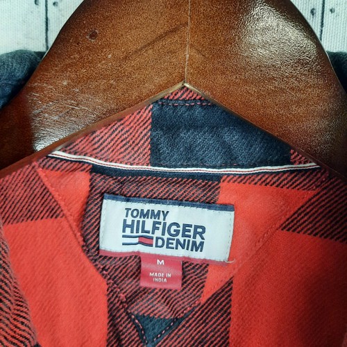 Camisa Tommy Hilfiger Botones Para Hombre Talla Mediana Roja Negra Cuadros   - Imagen 4 de 7