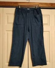 FEELGOODSTORE Jeans Pant Drawstring Women Size XL Solid Blue