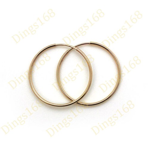 18K Yellow Gold Filled Hypoallergenic 12mm Small Endless Huggie Hoop Earrings - Picture 2 of 2