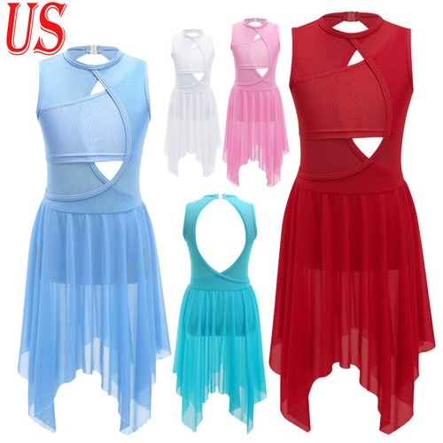 Mädchen lyrisches modernes Tanzkleid rückenfrei Ballettkleid Eiskunstlaufkleid - Bild 1 von 70