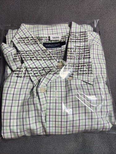 Southern Marsh Shirt Mens Size 2X White Plaid Logo Button Up Long Sleeve Collar - Picture 17 of 17