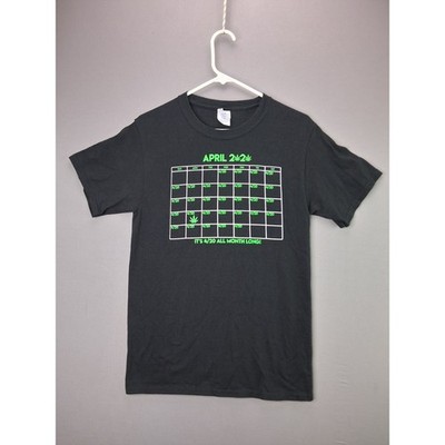 Port & Company T-Shirt April 4/20 Calendar Graphic Small Black Weed Dispensary