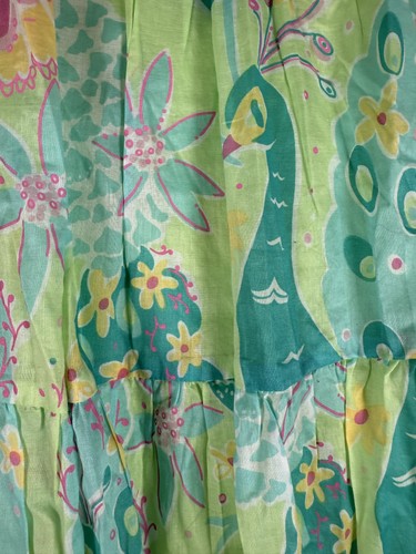 Lilly Pulitzer Skirt Womens Small Green Multi Peacock Floral Tiered Maxi Cotton - Picture 2 of 10
