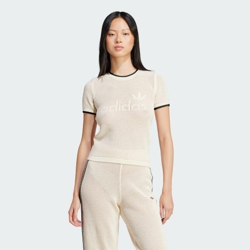 adidas Originals Premium Crochet Women's T-Shirts Casual AsiaFit JD1076 XS-3XL - Picture 9 of 17