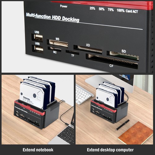 2.5" 3.5" HDD Hard Drive SATA STAT II IDE Disk Clone Docking Station Card Reader - Afbeelding 5 van 15