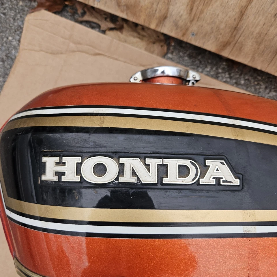 73-76 HONDA 1974 cb750 four fuel gas tank cb 750 OEM Flake Sunrise Orange  - Image 4 of 4