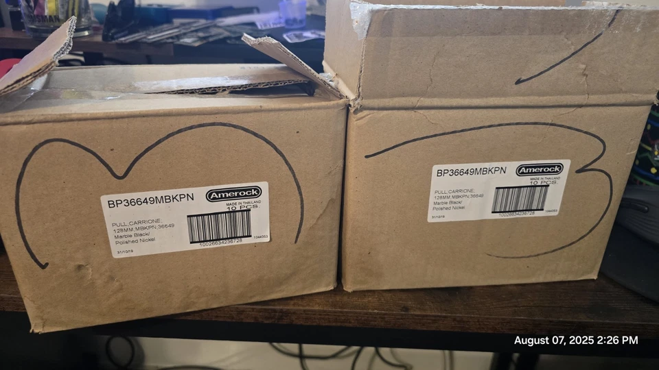 Amerock Cabinet Handles Marble Black/Polished Nickel Pack of 20 New in box - Image 4 of 4