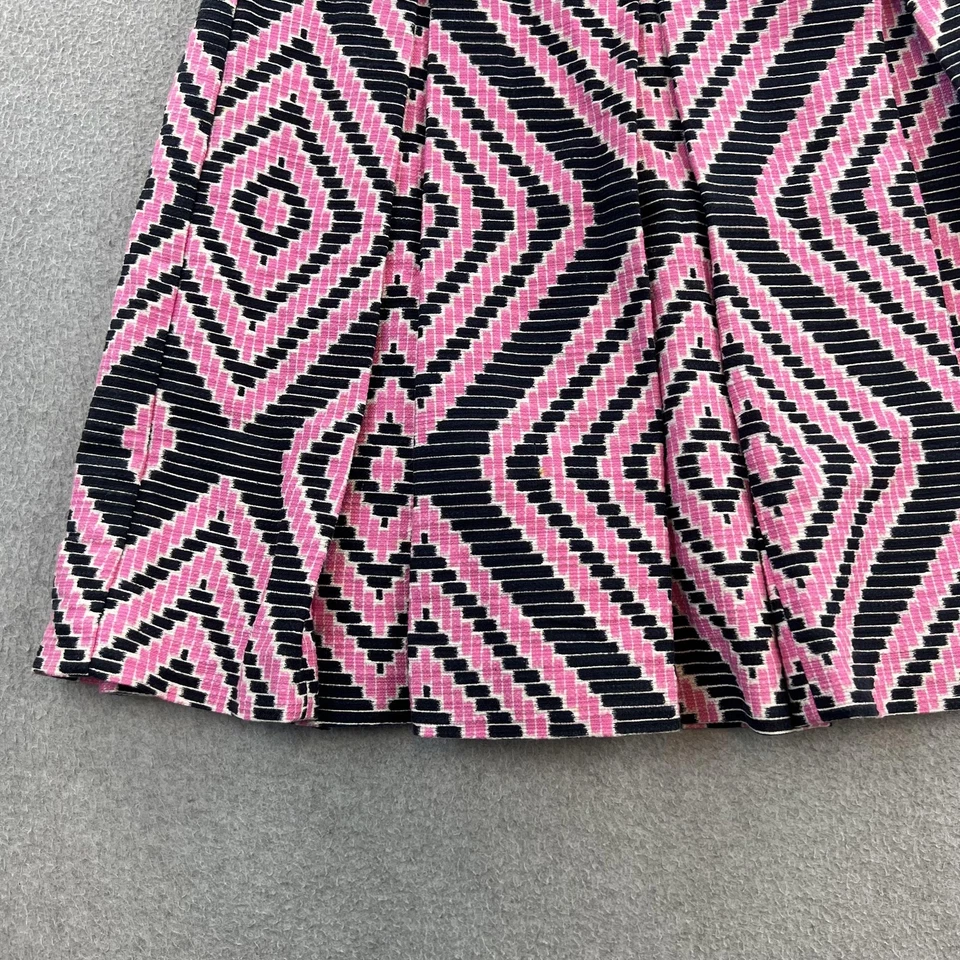 Falda Tory Burch Mujer 4 Rosa Negra Geométrica Línea A Algodón Lino Jacquard Foto 4 de 4