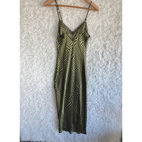 Abito slip Daisy Street stampa ondulata raso midi pied de poule pizzo orlo verde PICCOLO - Foto 2 di 8