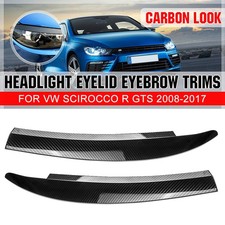 2X Eyebrows For VW Scirocco R GTS2008-2017 Headlight Eyelids Lids Carbon Fiber