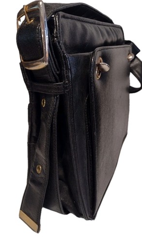 Vintage 60s Theodor Black Leather Shoulder Bag With Foldout Organizer - Picture 4 of 18