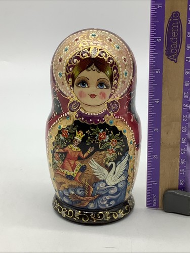 Genuine Russian Matryoshka Nesting Dolls Hand Painted 6.5” Artist Signed 5 Piece - Bild 18 von 19