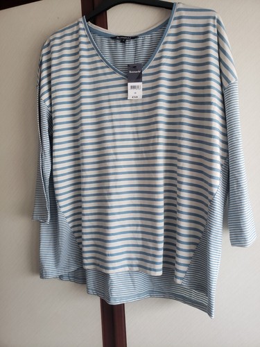 BRAND NEW WITH TAG - STRIPEY BLUE & CREAM TOP BY BON MARCHE ~ SIZE 18