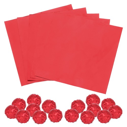 100 Stück Rot Metallic Folienpapier, 3x3" Glossy Textur Geschenkpapier
