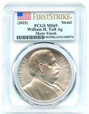 1909 William H. Taft Presidential .999 Silver Medal, PCGS MS-69, First Strike!