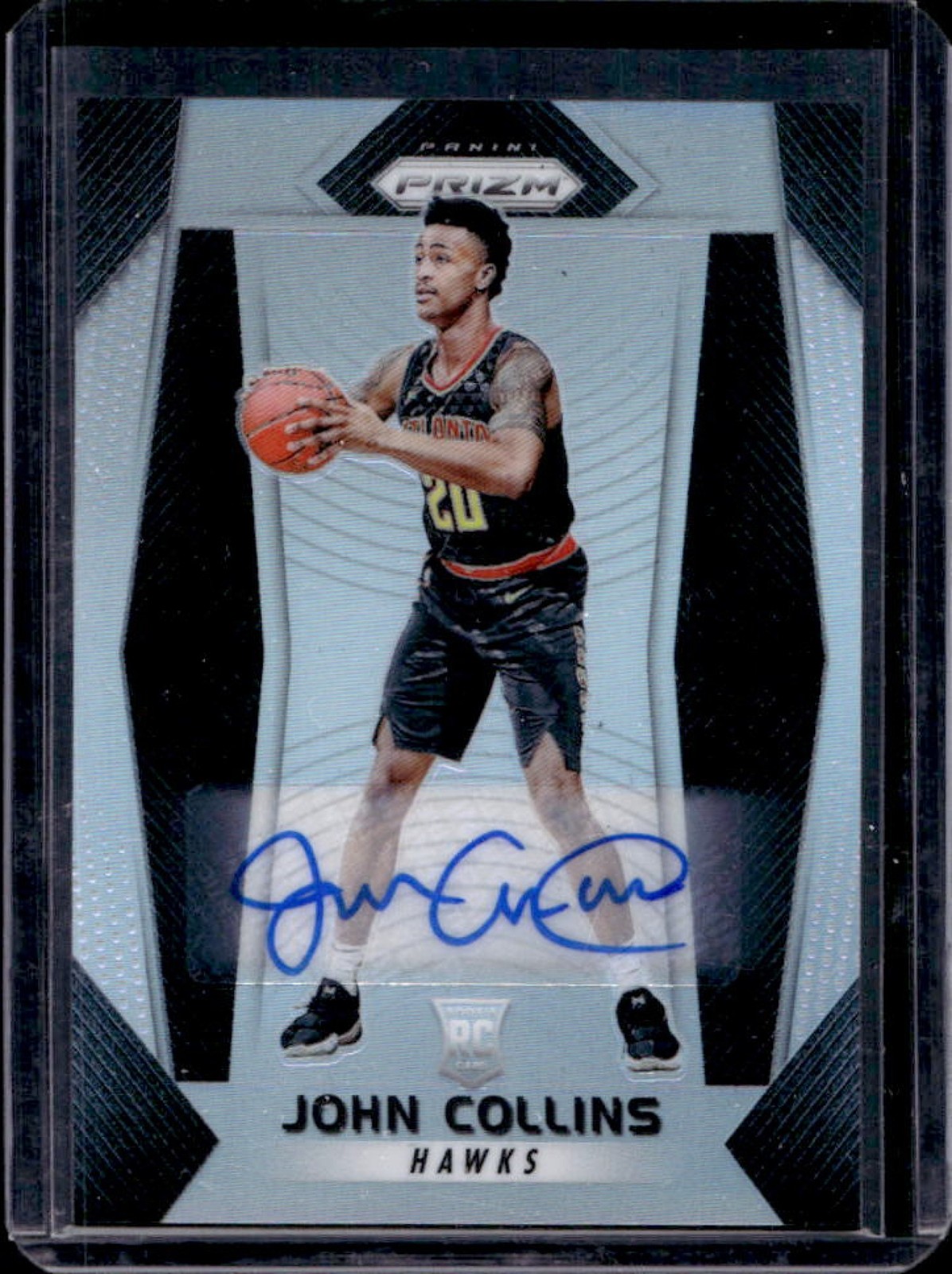 2017-18 Prizm John Collins Auto Silver Rookie RC #109 Hawks