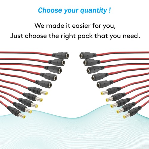 5~50Pcs DC Power Pigtail Female / Male Cable Wire Plug for CCTV Camera 5.5*2.1mm - Picture 6 of 23