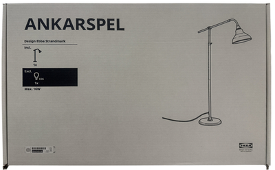 New IKEA ANKARSPEL Pewter Effect Floor Lamp 158 cm (62 