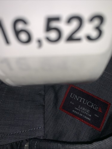 Untuckit Shirt Mens Sz L Gray Wrinkle Free Long Sleeve 100%Cotton Button Up - Picture 10 of 10