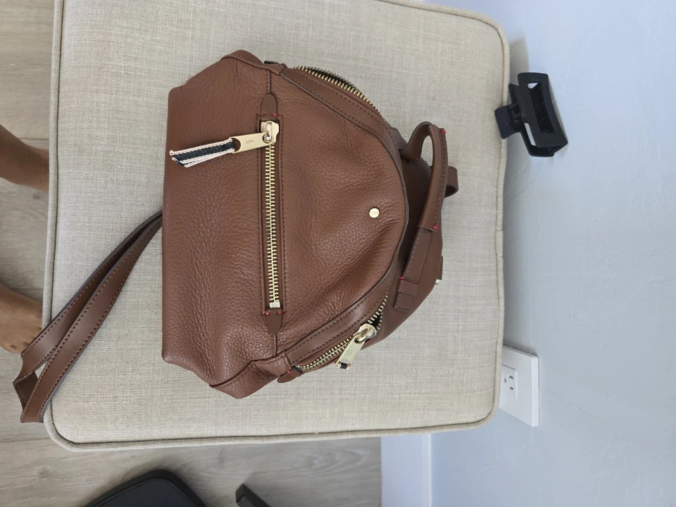 Mochila Cartera de Cuero Marrón ED Bolso para Mujer Cremalleras Doradas Informal Viaje Diario Foto 2 de 4