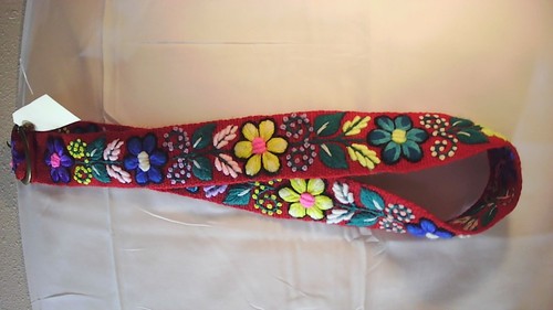 Wollgürtel bestickt Blumen bunt peruanischer Gürtel Boho, Gürtel Ethno 32-38 Zoll