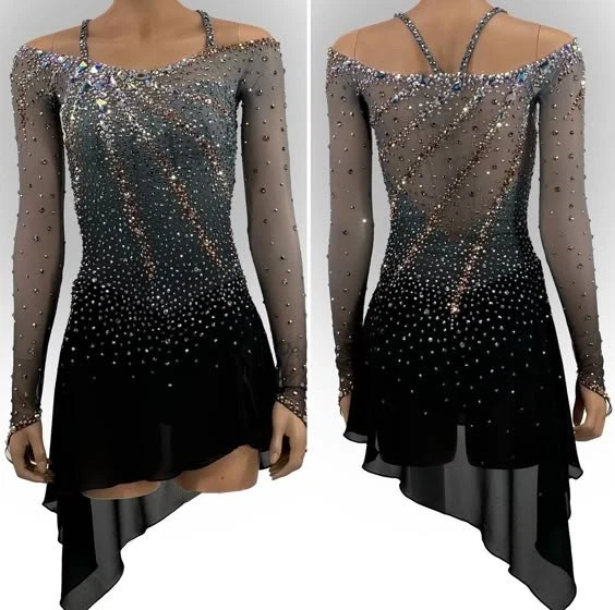 figure skating black dress JR521 Figure Skate Dress - On the Edge main image 0