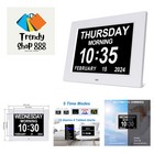 Large Digital Calendar Alarm Clock for Seniors - Auto-Dimming, Multilingual, 8"