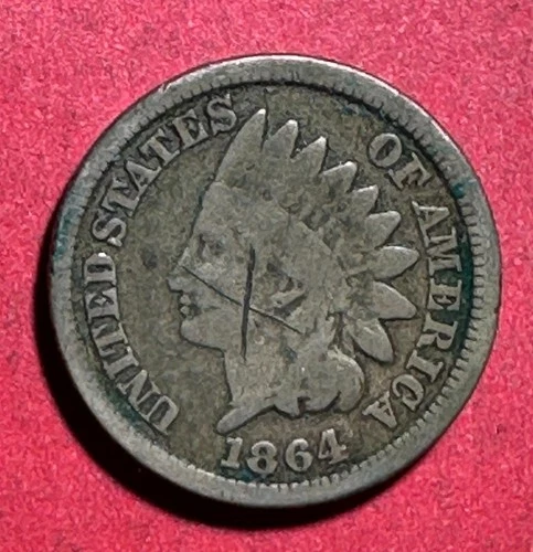 1864 US Copper Nickel Indian Head Cent! Good Details! Old US Coin!