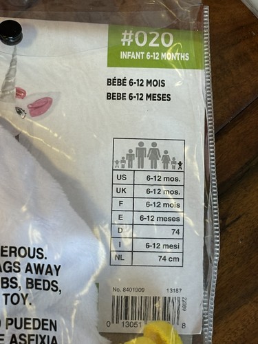 Baby Unicorn Infant Size 6 - 12 Months Toddler Halloween Costume New - Picture 5 of 6