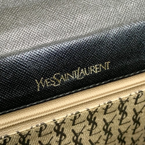 Saint Laurent Tasche YSL Schultertasche Leder Schwarz Gold Vintage Echt - Bild 18 von 24
