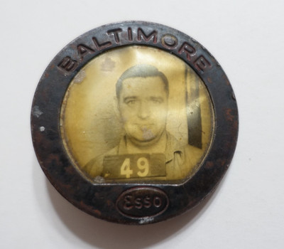 Vintage 1930s ESSO Badge Employee Photo ID Baltimore,MD Gas Oil-Whitehead & Hoag