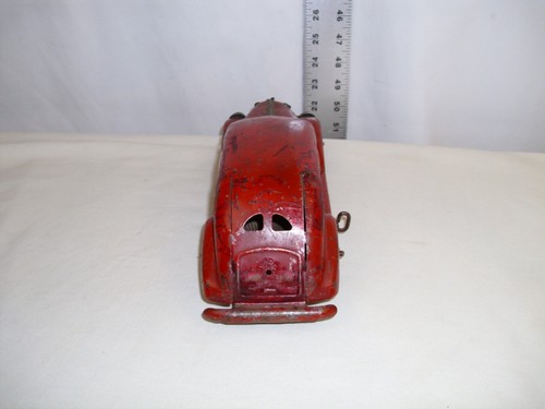 MARX 1936 LINCOLN ZEPHYR CUERDA ACERO PRENSADO COCHE JUGUETE ROJO AÑOS 30 - Imagen 4 de 5
