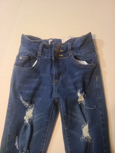 Pink Ivy Distressed Blue Girls Jeans EUC Size 10 Stretch - Picture 10 of 10
