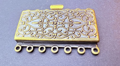 Ornate Six Strand Box Clasp Aged Brass 1- 1/2” - Picture 2 of 3