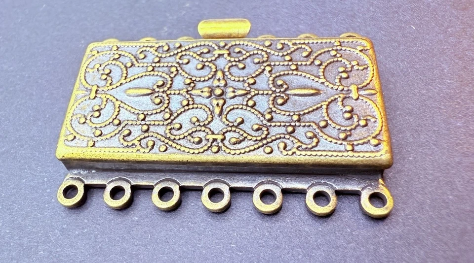 Ornate Six Strand Box Clasp Aged Brass 1- 1/2” - Image 2 of 3