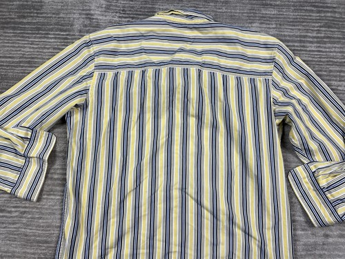 Michael Austin Shirt Mens Large Yellow Striped Button Up Long Sleeve Collared - Picture 8 of 12