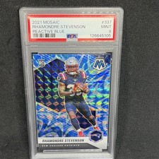 Panini Mosaic Rhamondre Stevenson #337 Reactive Blue Mosaic Prizm Rookie PSA 9