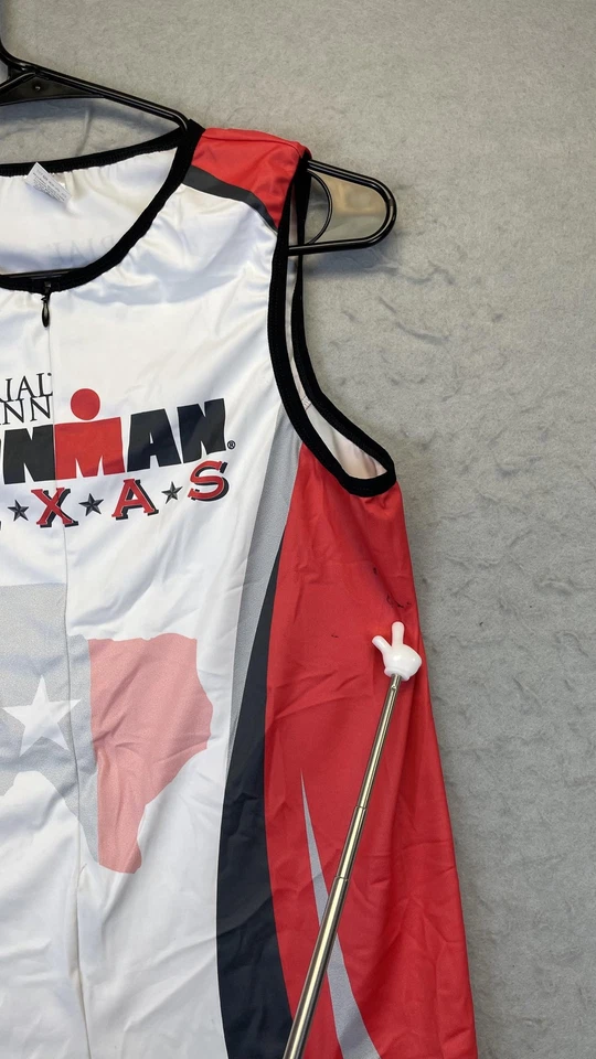 Ironman Shirt Mens XL White Red Triathlon Top Zip Sleeveless Texas Cycling - Image 3 of 4
